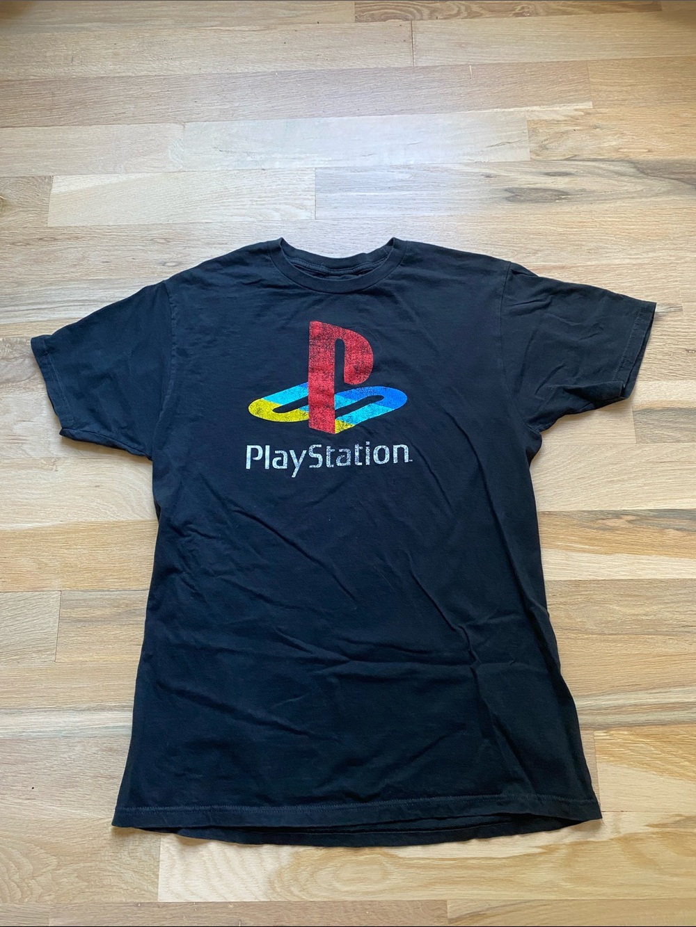 Sony Black Tee with Red, Blue, and Yellow PlayStation Logo